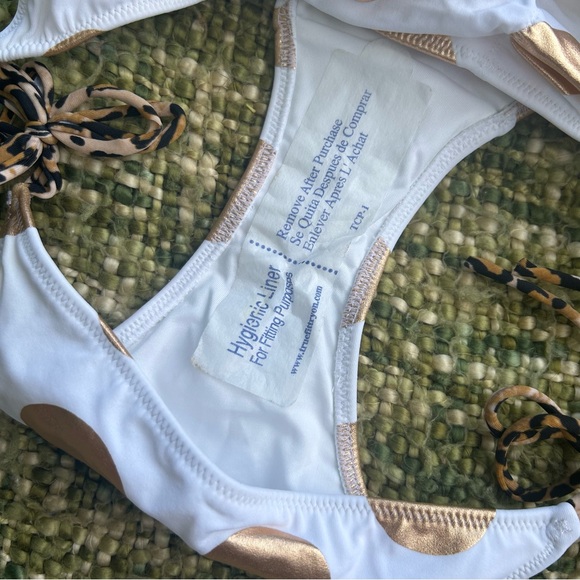 VS White and Gold Metallic Polka Dot String Bikini - Picture 12 of 15